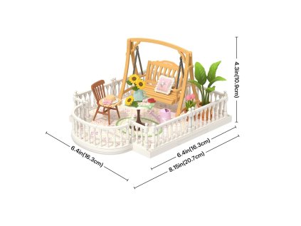 RoboTime 3D drevená skladačka Rozšírenie pre miniatúry domčekov Terasa s hojdačkou