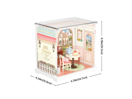 RoboTime 3D drevená skladačka Miniatúra domčeka mini Medová čajovňa