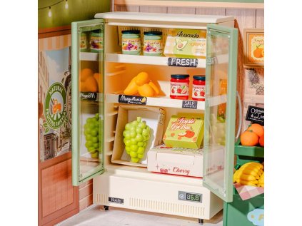 RoboTime 3D drevená skladačka Miniatúra domčeka mini Predajňa ovocia a zeleniny