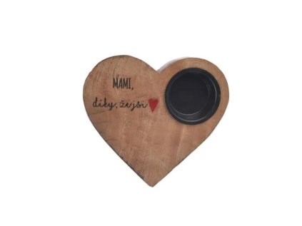 ORION Sviečok z mangového dreva Srdce, mama