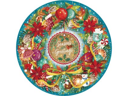 GIBSONS Kulaté puzzle Vánoční pozdravy 500 dílků