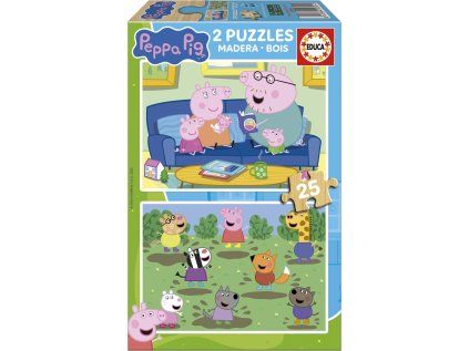 drevene puzzle prasatko peppa 2x25 dilku 255672