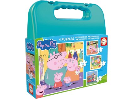 EDUCA Puzzle v kufříku Prasátko Peppa II 4v1 (6,9,12,16 dílků)