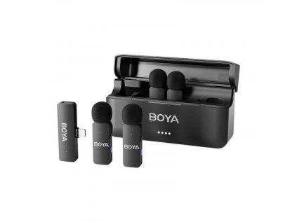 BOYA Microphone Wireless BY-V4 2.4GHz with 4 transmitters and 1 receiver (Lightning) Black EU
