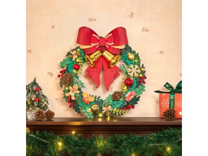 RoboTime 3D drevená skladačka Vianočný veniec