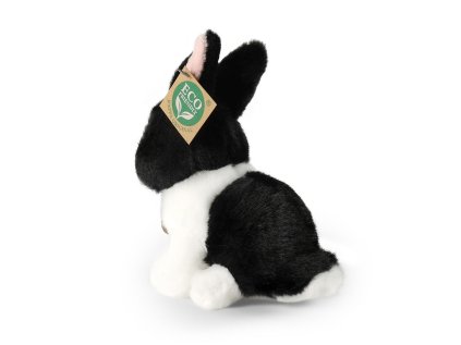 Rappa Plyšový králik bielo-čierny sediaci 16 cm ECO-FRIENDLY