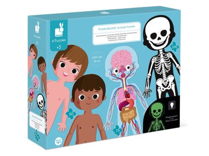 JANOD Puzzle Lidské tělo 3v1 (50,75,100 dílků)