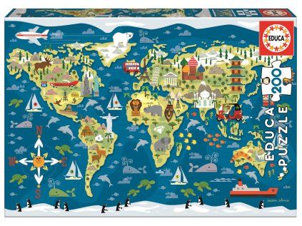 puzzle mapa sveta 200 dilku 160678