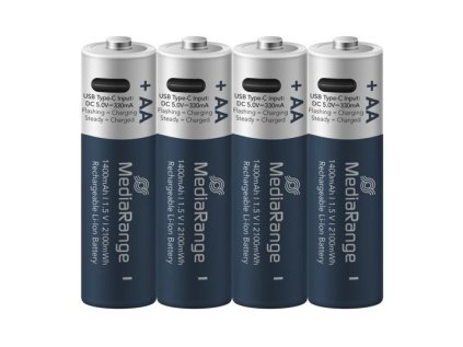 MEDIARANGE Batérie nabíjateľné AA, USB-C, 4ks