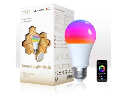 Inteligentná LED žiarovka E27 9W RGB CCT MOES MWB-TDA9-RCW-E27 WiFi Tuya