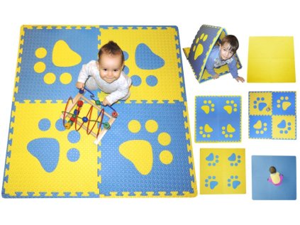 Pěnový BABY koberec s okraji - modrá,žlutá