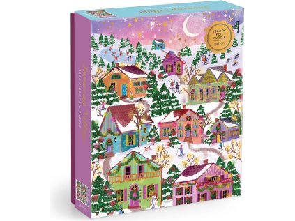 GALISON Metalické puzzle Zasněžená vesnička 1000 dílků