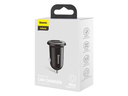 Baseus Car Charger Grain Pro Dual USB 4.8A Black (CCALLP-01)