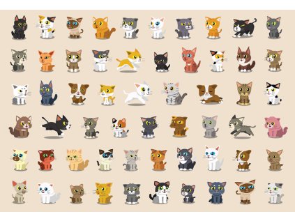 INTERDRUK Puzzle se samolepkami Kočky 250 dílků