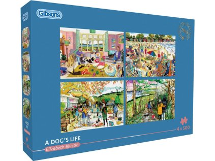 GIBSONS Puzzle Psí život 4x500 dílků