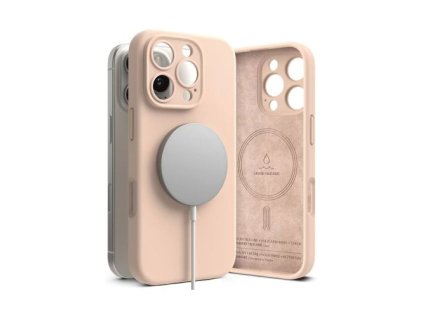 Ringke iPhone 16 Pro Max Case Silicone Magnetic Pink Sand