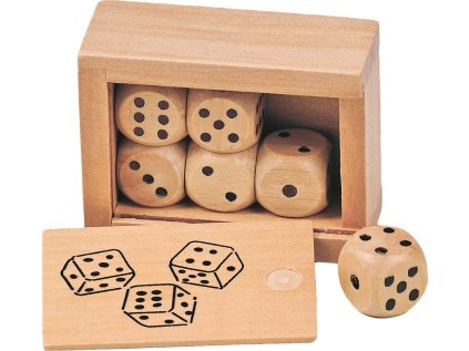 GOKI Dřevěné hrací kostky v krabičce (6ks)