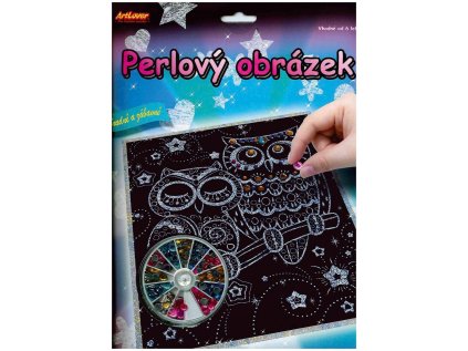 perlovy obrazek sovy 20x25cm 57384