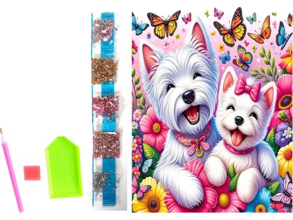 NORIMPEX Diamantové malování na plátně Veselí pejsci 23x30cm