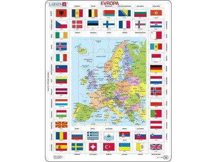 puzzle mapy evropy a vlajky 70 dilku 247673