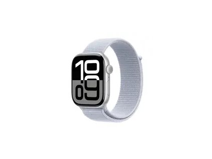 Apple Watch Series 10 GPS 46mm Strieborné hliníkové telo - Oblačne modrý prevliekací remienok / 130-200 mm