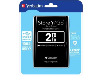 VERBATIM Store ´n´ Go 2.5" HDD, USB 3.0 2TB, čier
