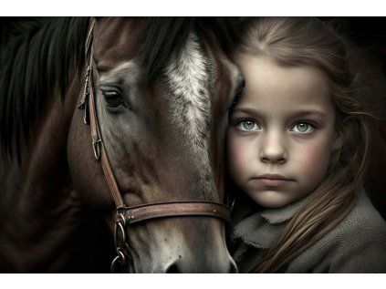 diamantove malovani divka a kun 30x40cm 258564