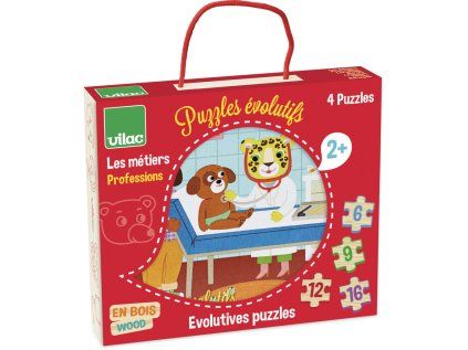 Vilac Drevené puzzle Povolanie 4 v 1 - poškodený obal