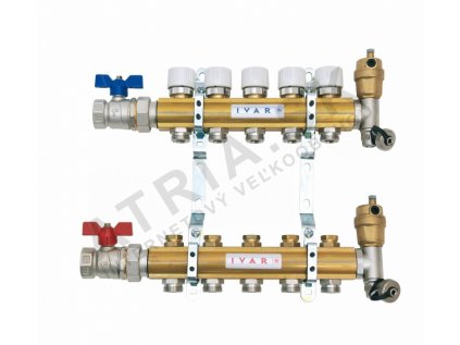 Zostava rozdeľovač/zberač - bez skrine - 1"xEK; 9cestný; mosadz  IVAR.CS 553 DRS