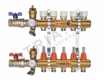 Zostava rozdeľovač/zberač- pre podlahové vykurovanie - skriňa  P-KLASIK 1 - 1"xEK; 2cestný; mosadz  IVAR.CS 553 VP