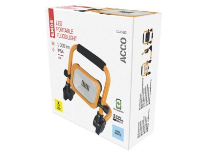 LED reflektor ACCO nabíjací prenosný, 10 W studená biela