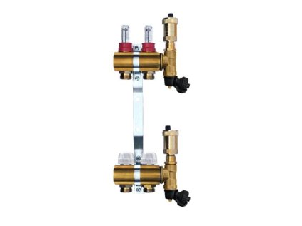 Mosadzný rozdeľovač s automatickým odvzdušnením - 2 cestný