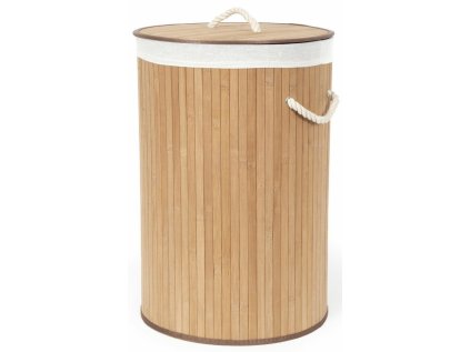 Kôš na bielizeň Compactor bambusový s vekom Bamboo - okrúhly, prírodná, 40 x v.60 cm