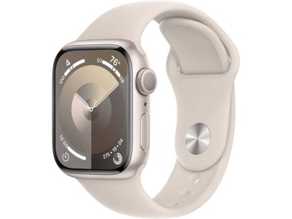 Hodinky Apple Watch Series 9 GPS, 45mm Starlight Aluminium Case with Starlight Sport Band - S/M