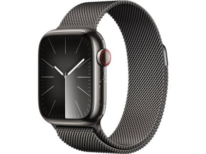 Hodinky Apple Watch Series 9 GPS + Cellular, 45mm Graphite Stainless Steel Case with Graphite Milanese Loop