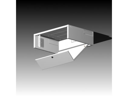 Rack Typ - 502-3U/400 plechové dveře, šedý