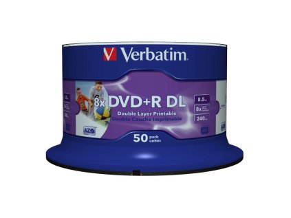 Médium Verbatim DVD+R DL 8,5GB 8x Printable 50-cake