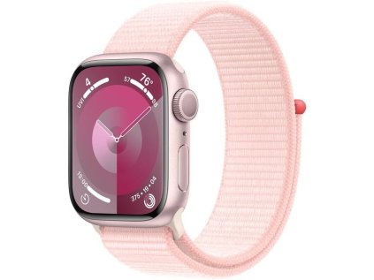 Hodinky Apple Watch Series 9 GPS, 41mm Pink Aluminium Case with Light Pink Sport Loop