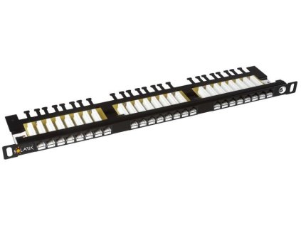 Patch panel Solarix SX24HD-6-UTP-BK UTP cat.6 24p. 0,5U, s vyväzovacou lištou