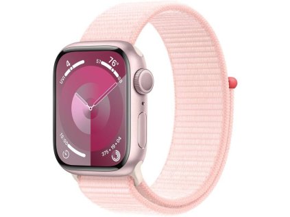 Hodinky Apple Watch Series 9 GPS, 45mm Pink Aluminium Case with Light Pink Sport Loop