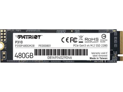 SSD disk Patriot P310 480GB, M.2 2280, PCIe 3.0 x4, NVMe