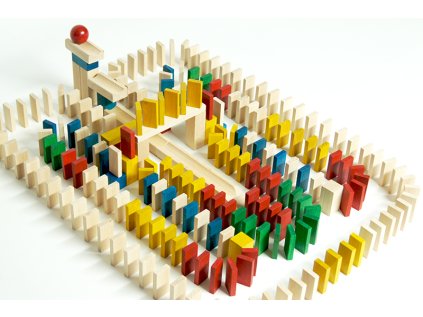 Hračka EkoToys drevené domino farebné 830 ks
