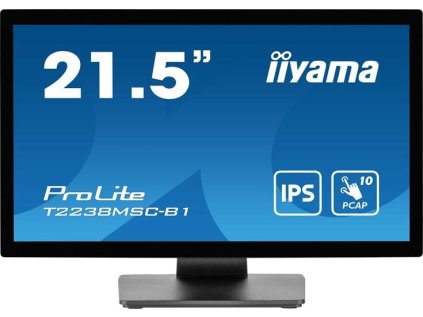 Dotykový monitor IIYAMA ProLite T2238MSC-B1 21,5", PCAP, 5ms, 225cd/m2, USB, DP/HDMI, repro, černý