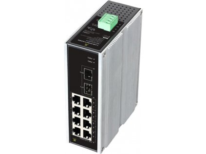Switch Conexpro GNT-IG1210GF-DC priemyselný, na DIN lištu, 8x GLAN, 2x SFP
