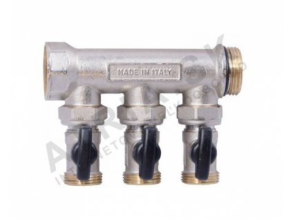 Rozdeľovač - s guľovými uzávermi  - 3/4"xEK; 4cestný; nikel  IVAR.KIT CS 200 N