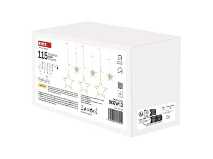 LED vianočný záves – hviezdy, 185x105 cm, vnútorný, teplá biela