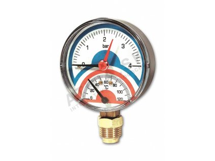Termomanometer - radiálny, D 80, 0 - 4 bar