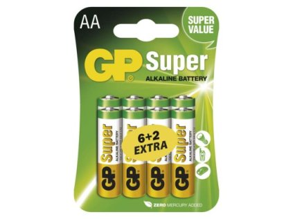 Alkalická baterie GP Super LR6 (AA), 8 ks