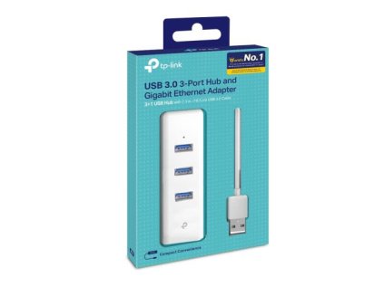 TP-Link Network Adapter Cable UE330 USB to 3 x USB 3.0 and Ethernet RJ45, 1000Mb/s, White EU