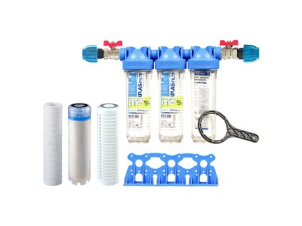 Sada filtra Senior 10" TRIO. Komplet pripojenie 3/4". Zníženie dusičnanov vo vode. (QA 10 AF-SX)